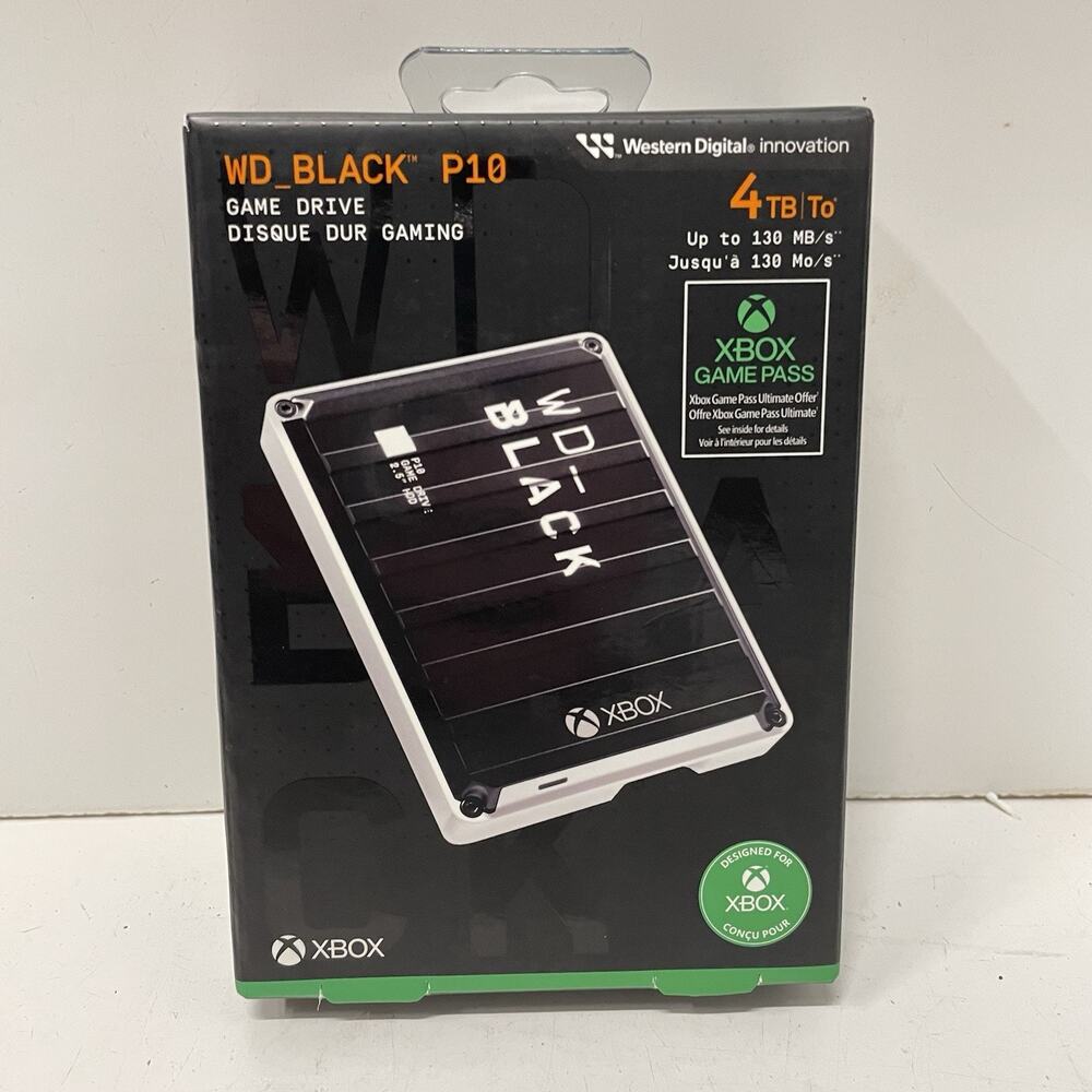 WD Black P10 Game Drive - 4TB Xbox Portable Hard Drive - Sealed